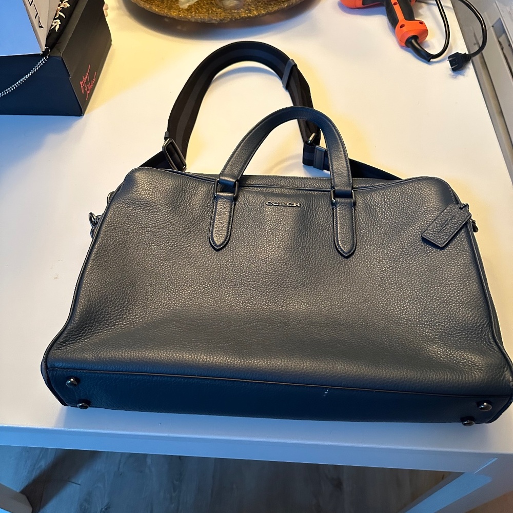 Coach Navy Blue Leather Briefcase